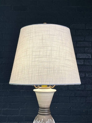 Mid Century Modern Abstract Glazed Ceramic Table Lamp with Brass Base, c.1950's