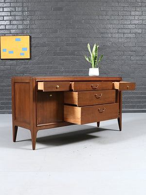 Mid Century Modern Walnut & Brass Credenza by Century Furniture, c.1960's
