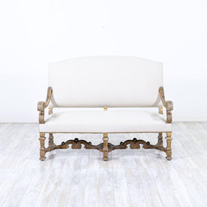 Italian Gold-Leaf Carved Giltwood & Linen Sofa