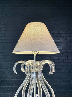 Hollywood Regency Sculptural Curved, Clear Lucite Table Lamp, c.1970's