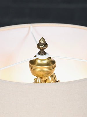 Italian Neoclassical Revival Green Onyx & Gilt Cherub Table Lamp, c.1950’s