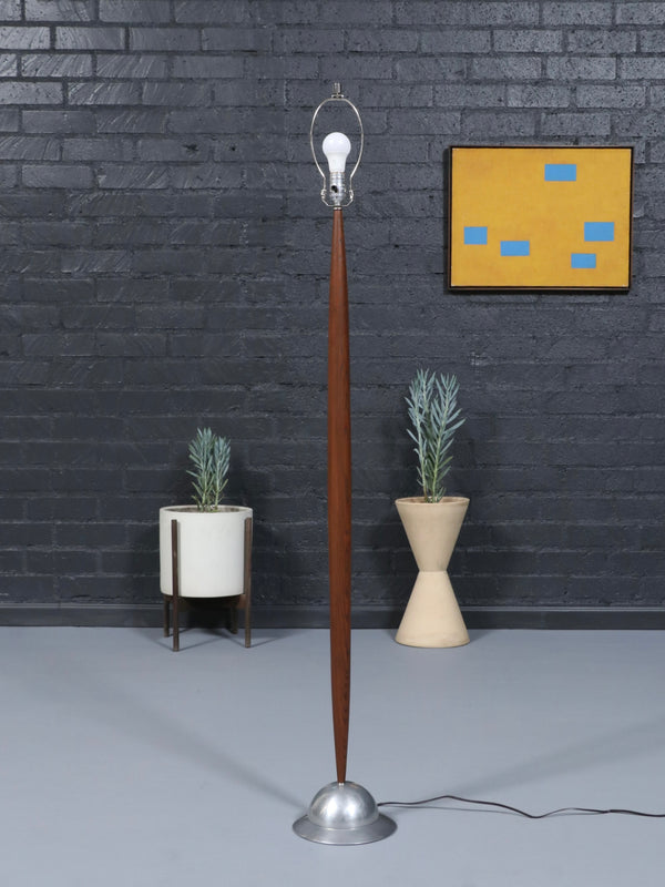Mid-Century Modern Oak & Aluminum Floor Lamp, c.1960’s