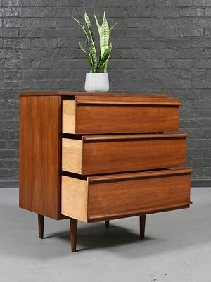 Mid Century Modern Walnut Highboy Dresser by Bassett Furniture, c.1960's