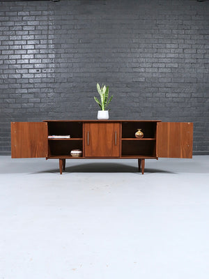 Mid Century Modern Solid Walnut 3-Door Credenza by Ace-Hi, c.1960's