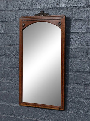 Victorian Renaissance Revival Wood Wall Mirror with Ornate Crest, c.1930's
