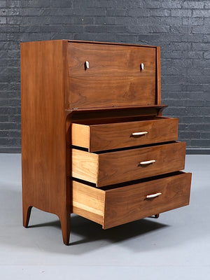 Mid-Century Modern “Profile” Highboy Dresser w/ Drop-Down Desk by John Van Koert for Drexel, c.1950’s