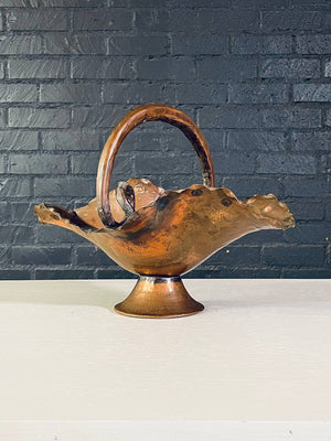 American Arts & Crafts Hand-Hammered Copper Pedestal Basket, c.1930's