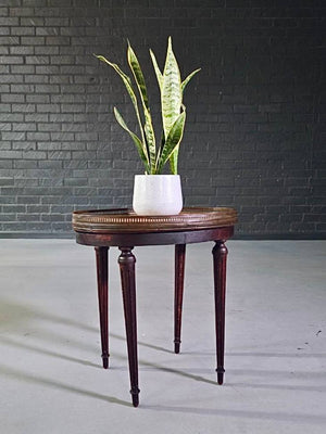 French Louis XVI Revival Breccia Marble & Brass Side Table, c.1940's