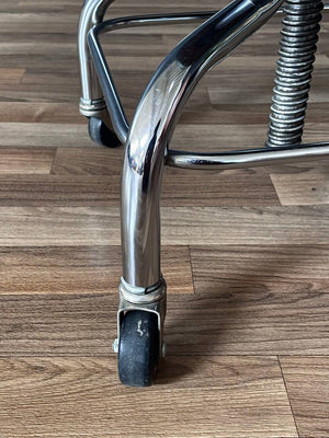 Mid-Century Industrial Chrome Adjustable Drafting Green Stool by Pedigo, c.1960’s