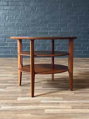 Mid-Century Modern 3-Tier Sculpted Walnut End Table by Mersman, c.1960’s