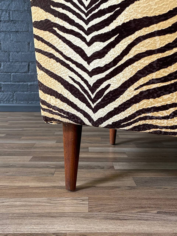 Mid-Century Modern Lounge Chair w/ Zebra Print Upholstery & Tapered Legs, c.1960’s