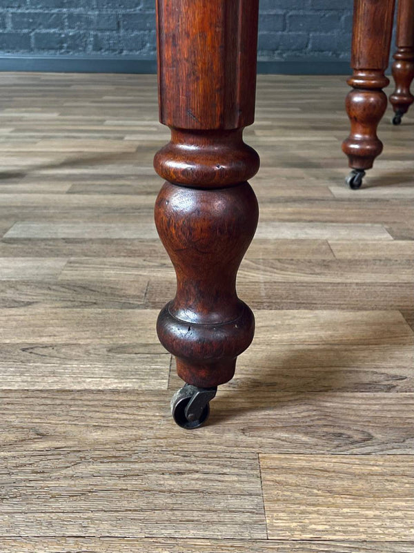 Antique American Farmhouse Maple Drop-Leaf Extension Dining Table w/ Turned Legs, c.1920’s