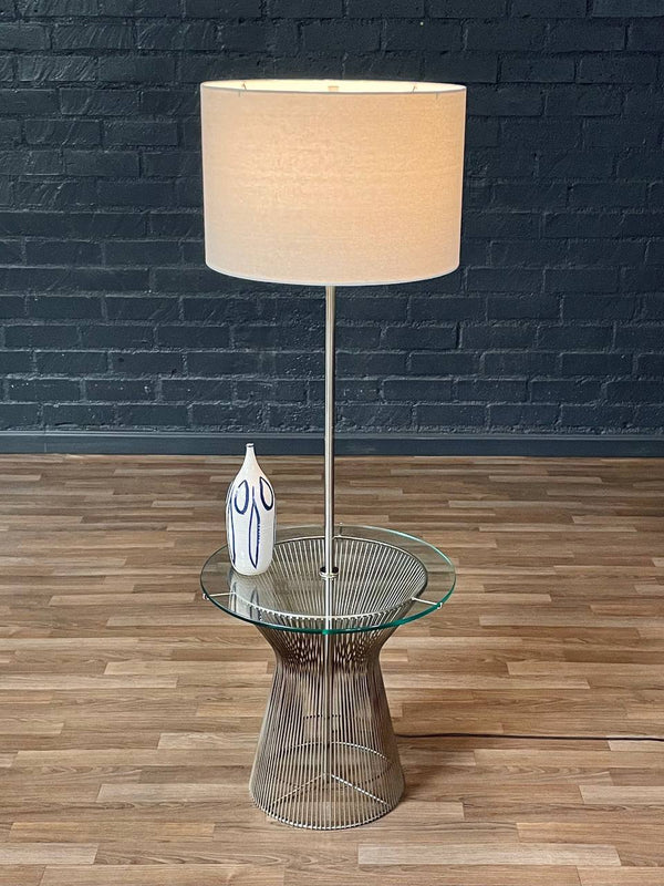Laurel Wired Floor Lamp w/ Glass Side Table, c.1960’s