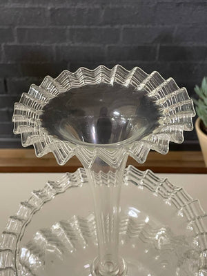 Antique Victorian Ruffled Art Glass Centerpiece, c.1920’s