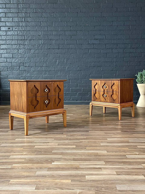 Pair of Mid-Century Modern Oak & Walnut Night Stands, c.1960’s