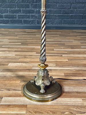 Tiffany Style Art Nouveau Style Floor Lamp w/ Slag Glass Shade, c.1940’s