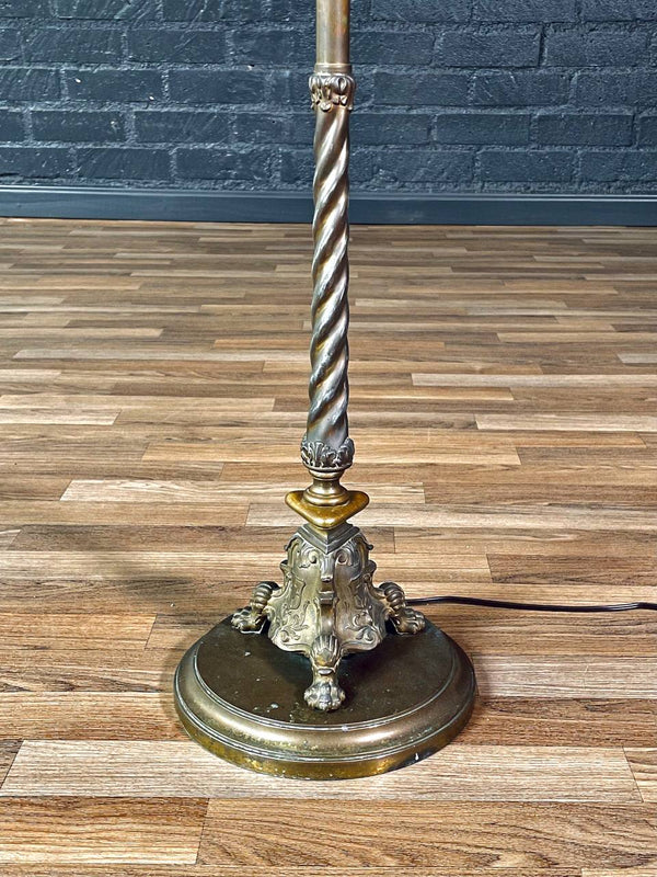 Tiffany Style Art Nouveau Style Floor Lamp w/ Slag Glass Shade, c.1940’s