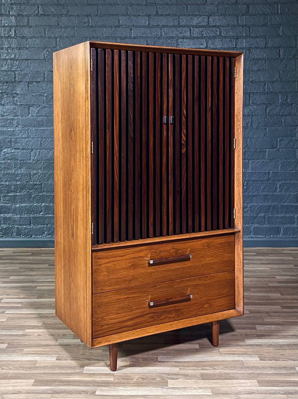 Mid-Century Modern “Tower Suite” Rosewood & Pecan Highboy Dresser  by Lane, c.1970’s