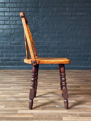 Californian Monterey Spanish Revival Maple Side Chair w/ Turned Legs, c.1920’s