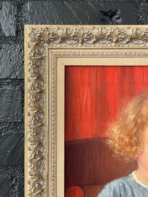 Antique California Portrait Oil Painting of Reading Girl by Wanda Neumann, c.1920’s
