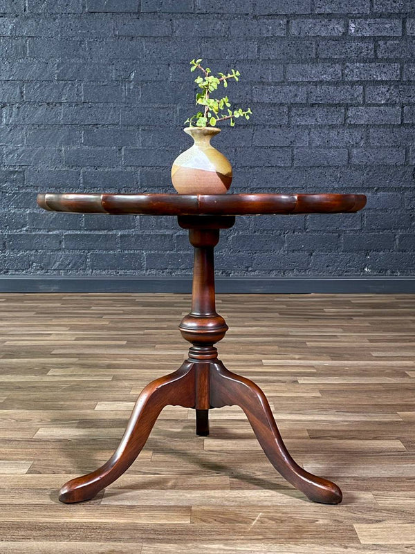 English Georgian Style Mahogany Pie Crust Side Table, c.1940’s