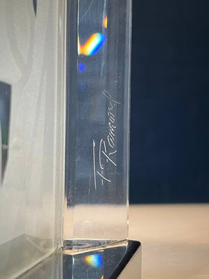 Vintage Etched Glass & Lucite Table Lamp by Fredrick Ramond, c.1980’s