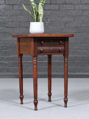 Antique American Sheraton Pine Two-Drawer Work End Table, c.1900’s