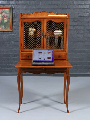 French Provincial Style Secretary Desk w/ Lattice Doors, c.1960's