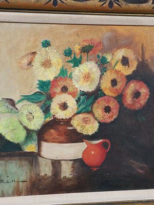 Vintage Signed Clapkin Floral Still Life Oil Painting, c.1960's
