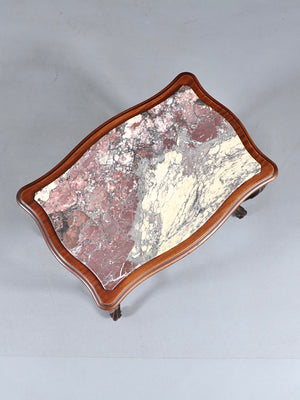 French Louis XV Style Mahogany & Breccia  Viola Marble Console Table, c.1920's