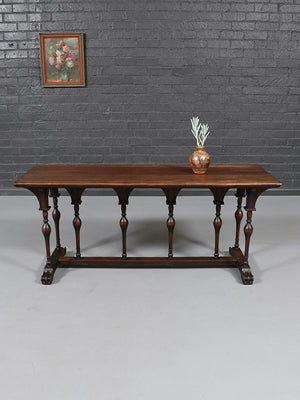 English Jacobean Revival Walnut Console Table, c.1920's