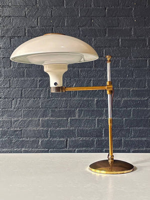 Mid-Century Adjustable Brass Saucer Style Desk Lamp by Dazor, c.1950’s