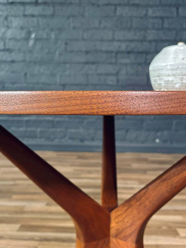 Mid-Century Modern Round Walnut Side Table w/ Sculpted Tripod Base, c.1960’s