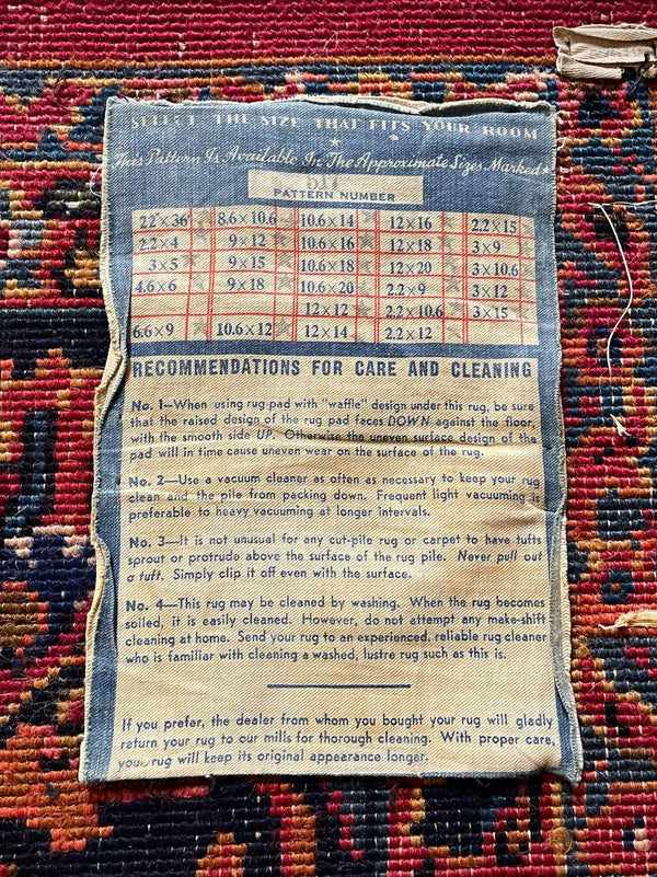 Vintage Persian Kashan Hand-Knotted Wool Rug in Deep Crimson & Navy, c.1940’s