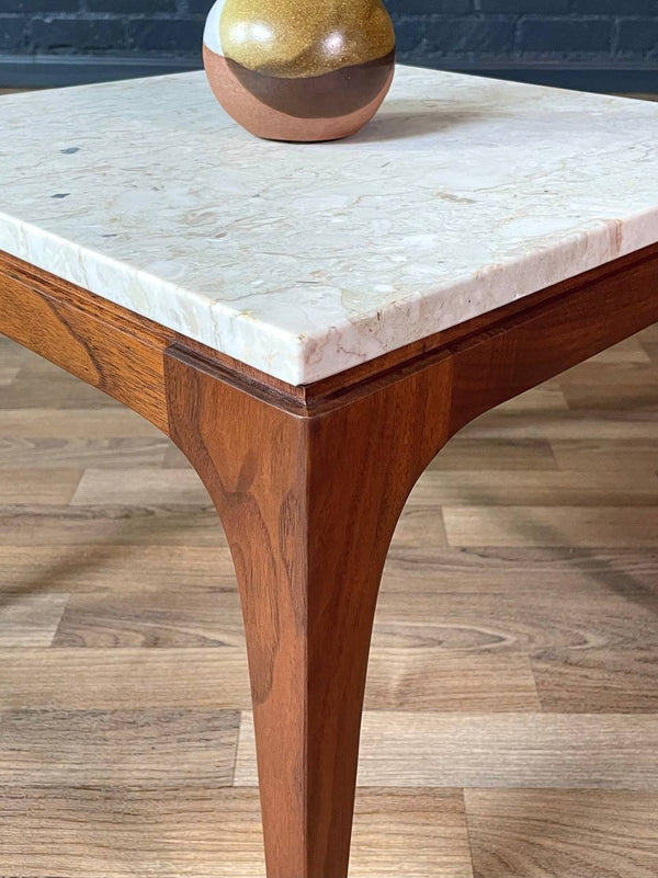 Mid-Century Modern Sculpted Walnut Side Table w/ Marble Top, c.1960’s