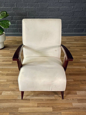 Mid-Century Italian Modernist Lounge Chair w/ Sculptural Wood Arms, c.1950’s