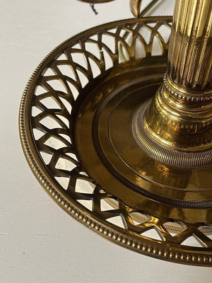 Vintage French Bouillette Brass Table Lamp with Tole Shade, c.1960’s