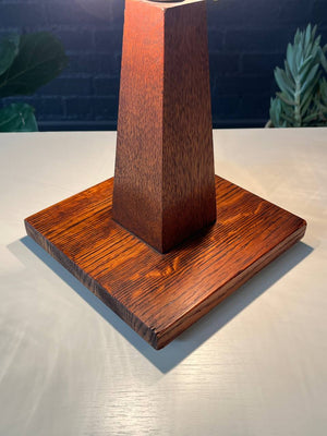 Antique Arts & Crafts Oak Pyramid Style Table Lamp, c.1940’s