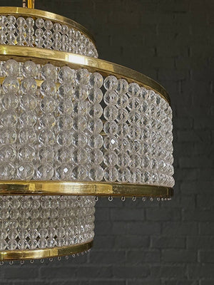 Mid-Century Modern Crystal & Brass Tier Chandelier, c.1960’s