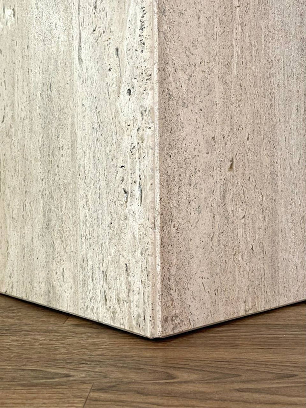 Vintage Post Modern Travertine Stone Pedestal Table, c.1970’s