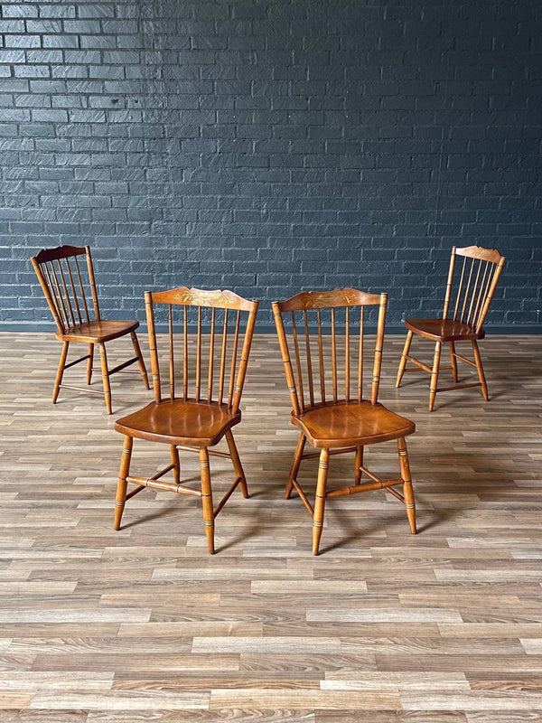 Set of American Colonial Style Dining Set w/ Stenciled Windsor Chairs, c.1970’s