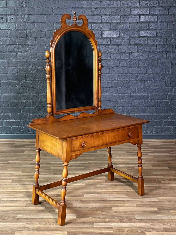 American Colonial Maple Vanity Table w/ Swivel Mirror by West Michigan Furniture Co., c.1930’s