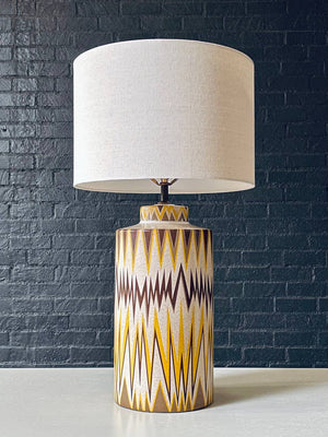 Mid-Century Modern Ceramic Table Lamp w/ Geometric Zig-Zag Pattern, c.1960’s