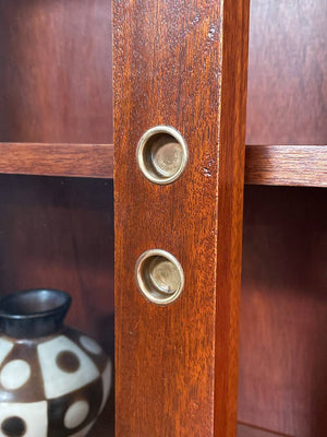 Mid-Century Modern Mahogany Bookcase Cabinet w/ Glass Doors, c.1960’s
