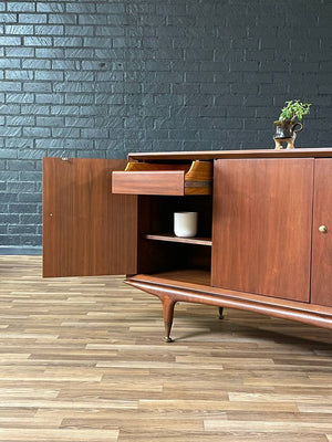 Mid-Century Modern  Walnut Credenza w/ Brass Accent Legs, c.1960’s