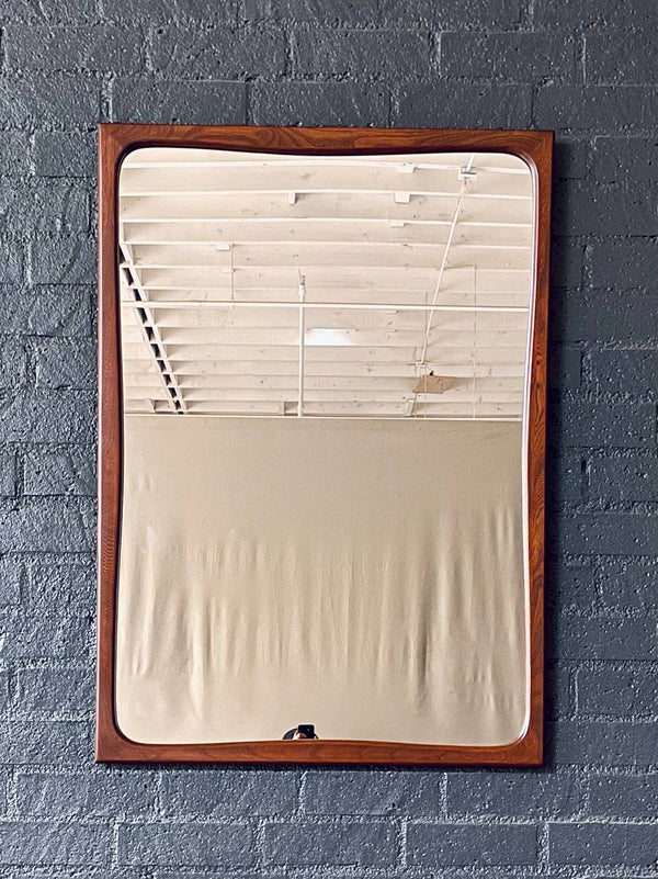 Mid-Century Modern Sculpted Walnut Wall Hanging Mirror, c.1960’s