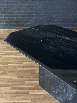 Italian Vintage Post Modern Black Marble Dining Table, c.1970’s
