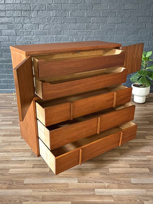 Mid-Century Modern Highboy Dresser w/ Brass Accents, c.1960’s