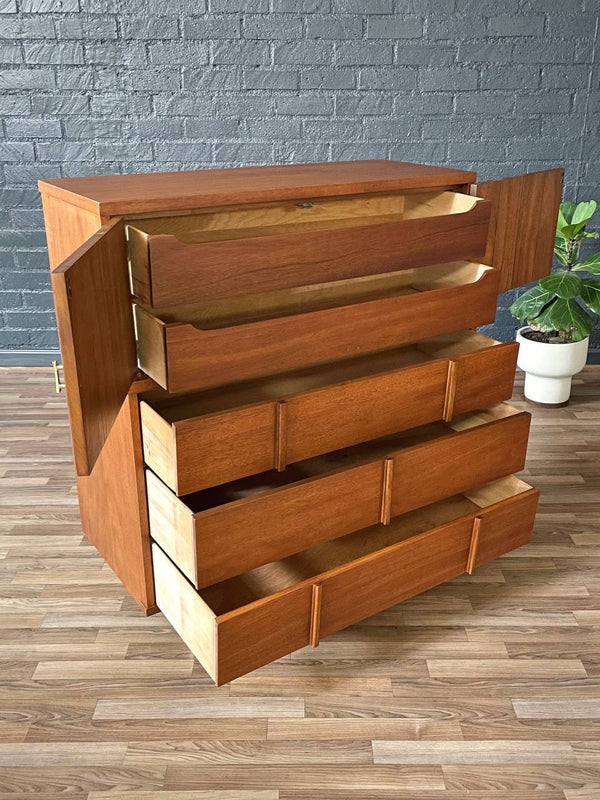 Mid-Century Modern Highboy Dresser w/ Brass Accents, c.1960’s