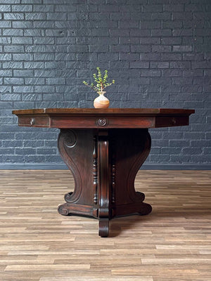 American Revival Mahogany Hexagonal Table by Riner Furniture, c.1920’s